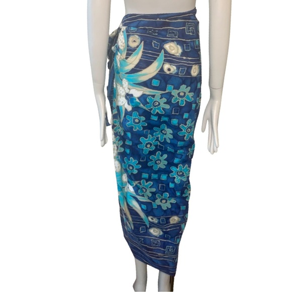 HP🎉 SAKS FIFTH AVENUE Swim Coverup Pareo Wrap Large Scarf Cotton Tropical Floral - Picture 7 of 16